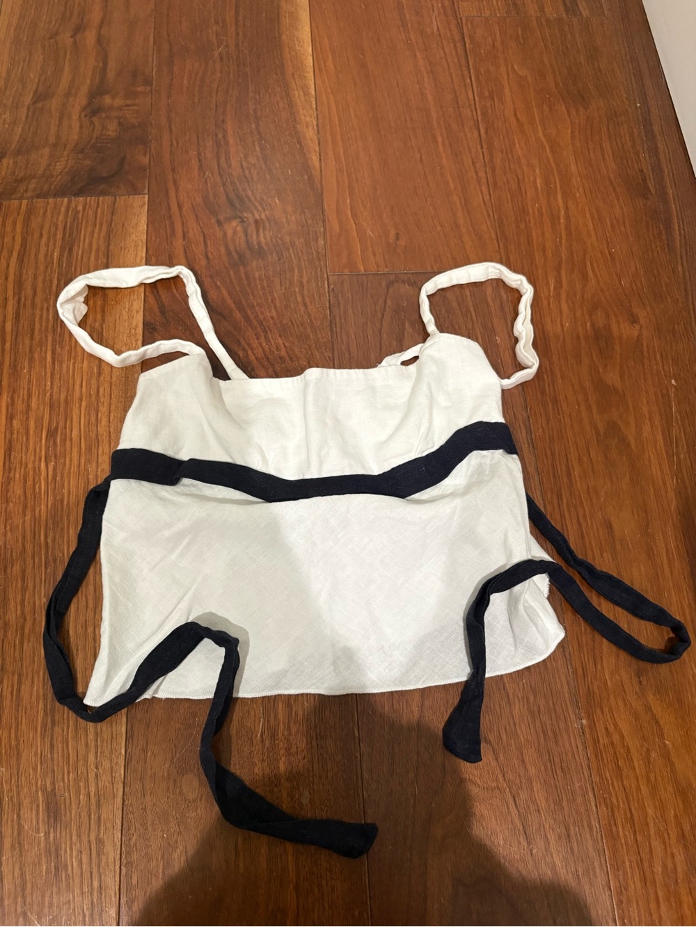 White Chemise with Navy Tie Accents